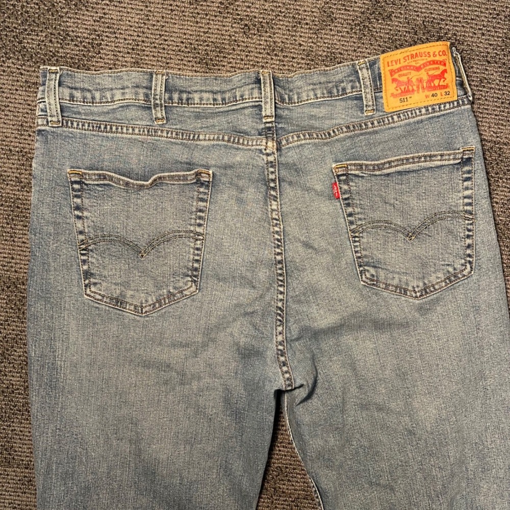Levis 511 Slim Fit Jeans Mens 40x32 Light Wash Blue Denim 04511-1390 - Picture 4 of 11